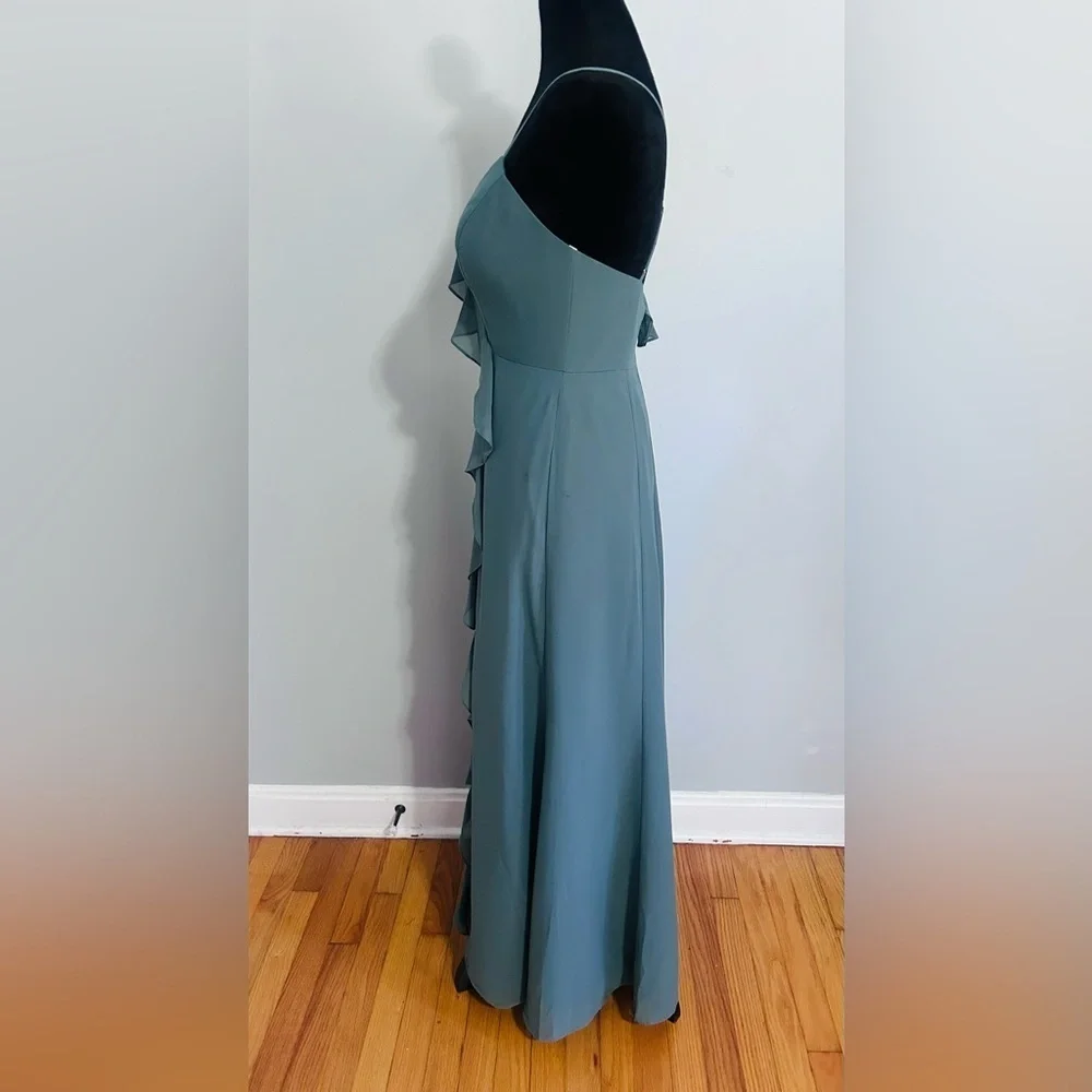 Revelry Paloma Eucalyptus Green Ruffle Front Maxi Dress Sz 6 Bridesmaid Formal